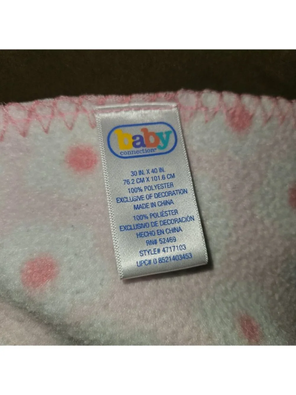 Baby Connection Pink White Floral Fleece Baby Blanket 30x40 Flowers